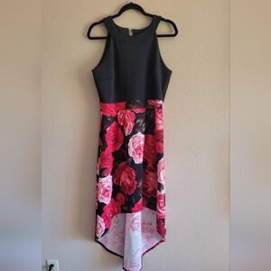 Enfocus Studio Black and Red Floral High Low Dress Size 14